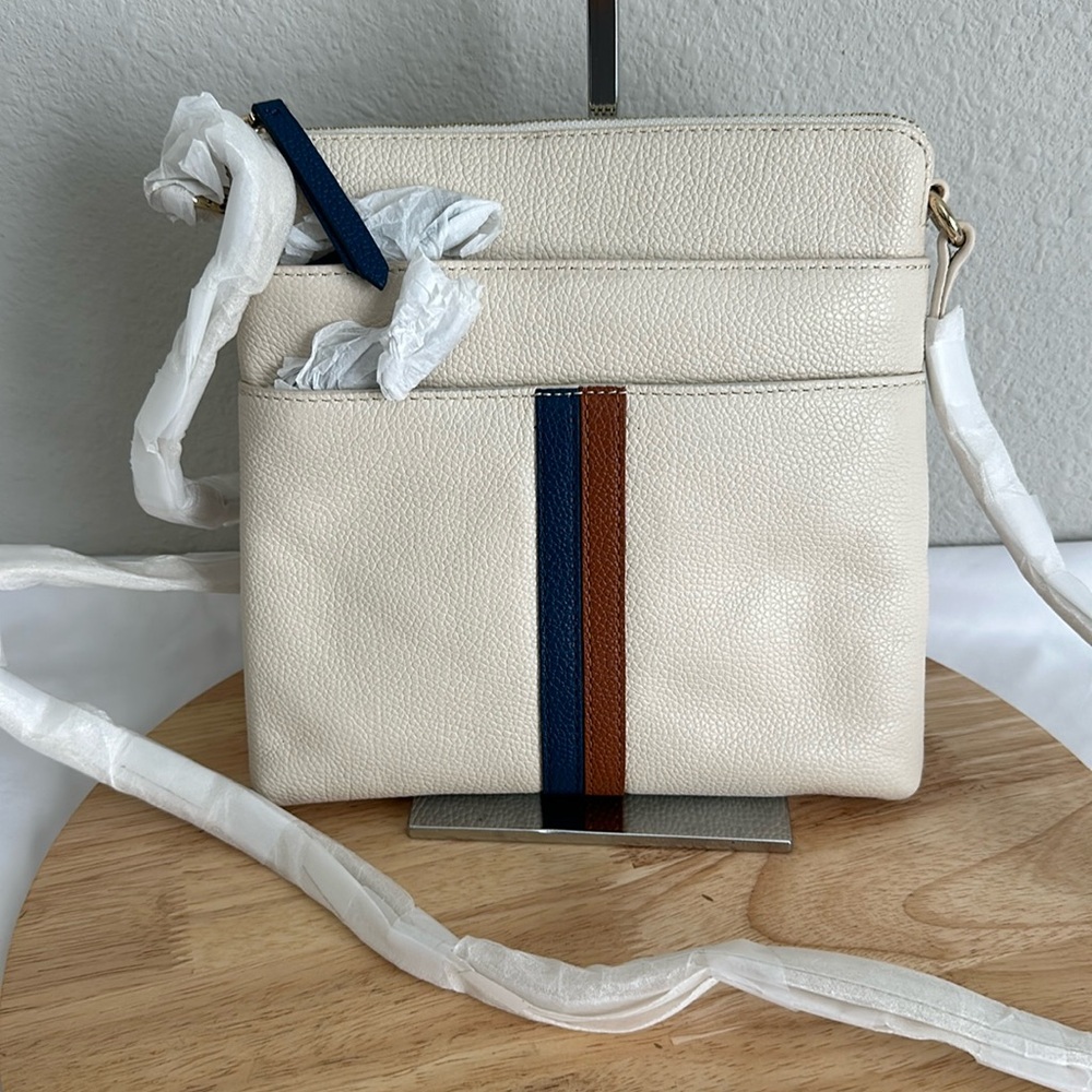 Real Simple Pebble Leather Multi-Zip Crossbody with RFID